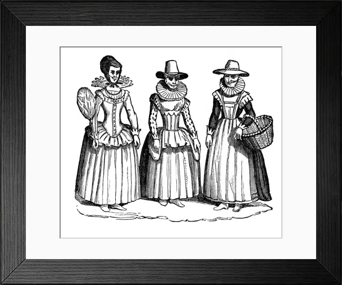 Framed Print : Female costume, 17th century, (1910) Framed Print : Female costume, 17th century, (1910)