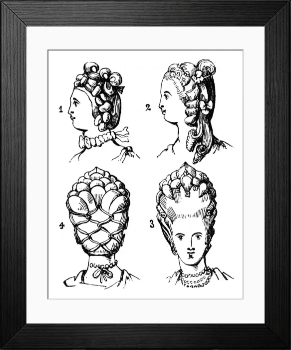 Framed Print : Coiffures, late 18th century, (1910) Framed Print : Coiffures, late 18th century, (1910)