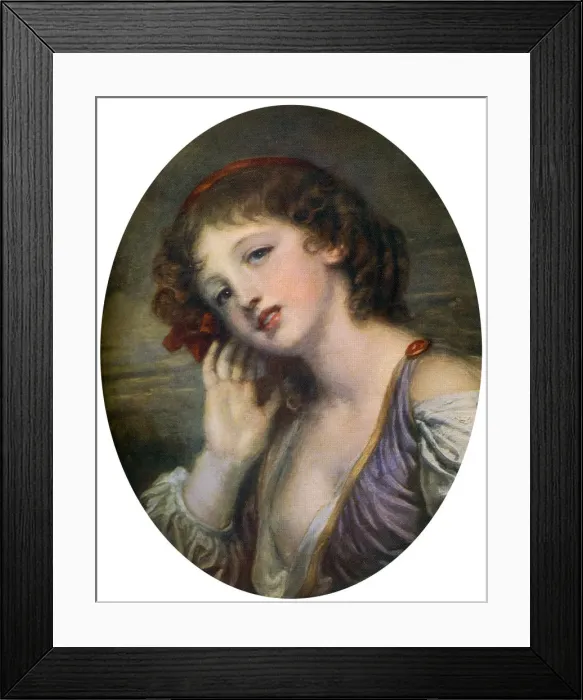 Framed Print : The Listening Girl, 18th century, (1912). Artist: Jean-Baptiste Greuze Framed Print : The Listening Girl, 18th century, (1912). Artist: Jean-Baptiste Greuze