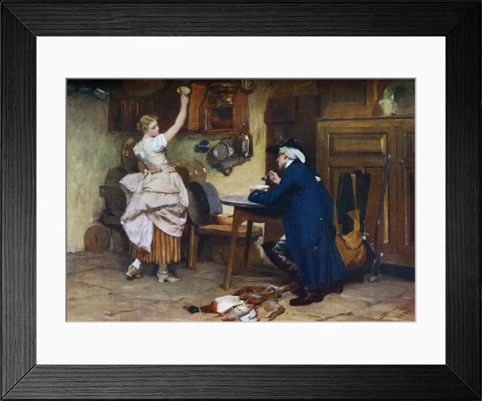 Framed Print : Flirtation, 1885, (1912). Artist: John Seymour Lucas Framed Print : Flirtation, 1885, (1912). Artist: John Seymour Lucas