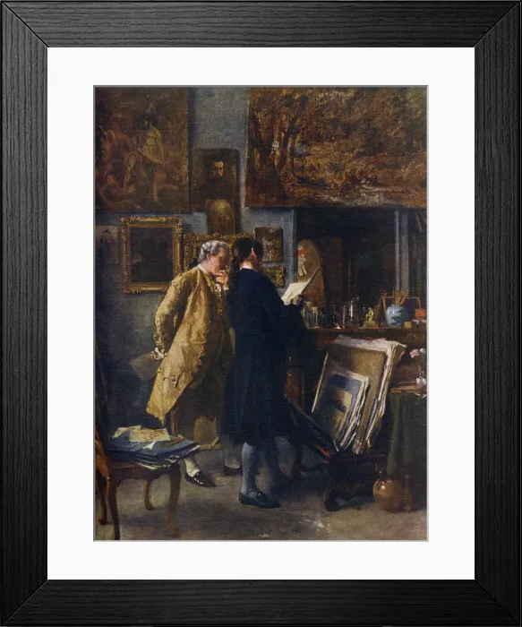 Framed Print : An Artist showing his Work, c1850, (1912). Artist: Jean Louis Ernest Meissonier Framed Print : An Artist showing his Work, c1850, (1912). Artist: Jean Louis Ernest Meissonier