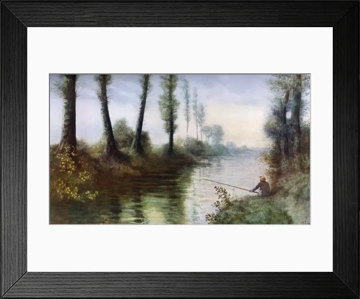 Framed Print : A Canal with a Fisherman, c1857-1911, (1912). Artist: Alphonse Legros Framed Print : A Canal with a Fisherman, c1857-1911, (1912). Artist: Alphonse Legros