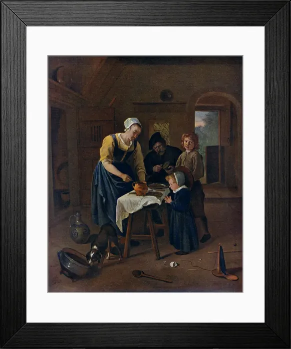 Framed Print : A Peasant Family at Meal-time ( Grace before Meat ), c1665, (1912). Artist: Jan Steen Framed Print : A Peasant Family at Meal-time ( Grace before Meat ), c1665, (1912). Artist: Jan Steen