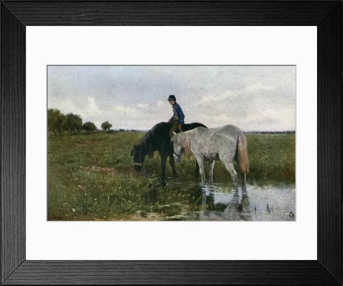 Framed Print : Watering Horses, 1871, (1912). Artist: Anton Mauve Framed Print : Watering Horses, 1871, (1912). Artist: Anton Mauve