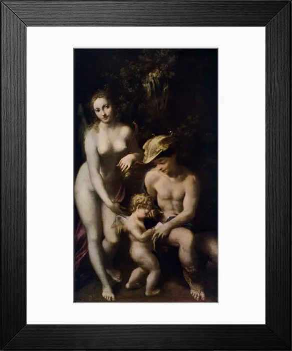 Framed Print : Venus with Mercury and Cupid ( The School of Love ), c1525, (1912). Artist: Correggio Framed Print : Venus with Mercury and Cupid ( The School of Love ), c1525, (1912). Artist: Correggio