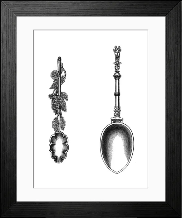 Framed Print : Spoons, 16th century, (1843). Artist: Henry Shaw Framed Print : Spoons, 16th century, (1843). Artist: Henry Shaw