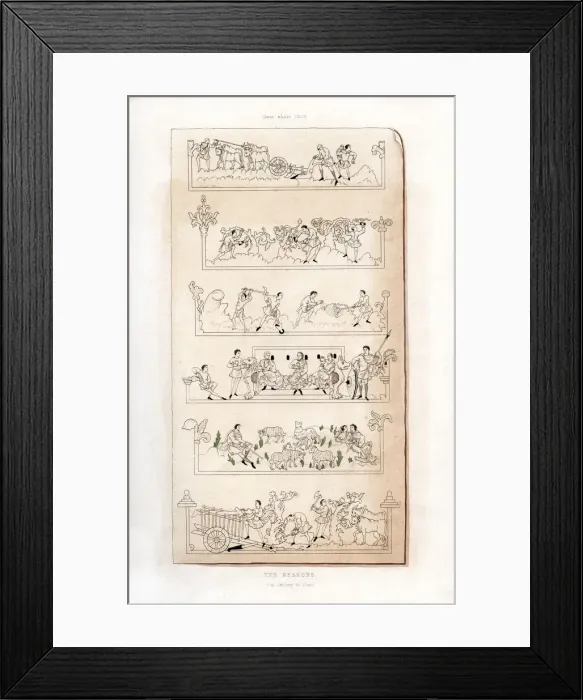 Framed Print : The Seasons, c1050, (1843). Artist: Henry Shaw Framed Print : The Seasons, c1050, (1843). Artist: Henry Shaw