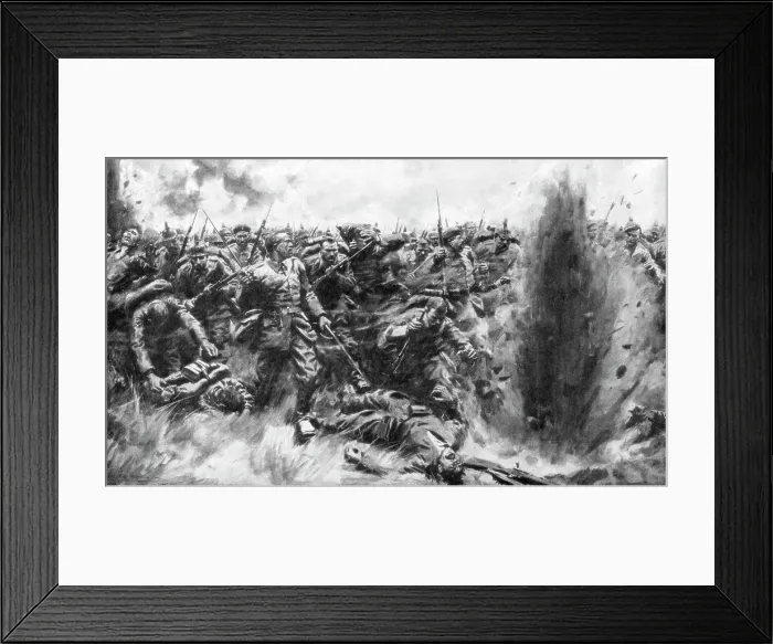 Framed Print : A Massive German Attack on the British Front, World War I, 1914 (1926). Artist: Arthur C Michael Framed Print : A Massive German Attack on the British Front, World War I, 1914 (1926). Artist: Arthur C Michael