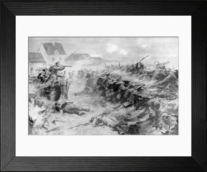 Framed Print : The English drive back the Germans at the Ypres front, Belgium, 11 November 1914, (1926) Framed Print : The English drive back the Germans at the Ypres front, Belgium, 11 November 1914, (1926)