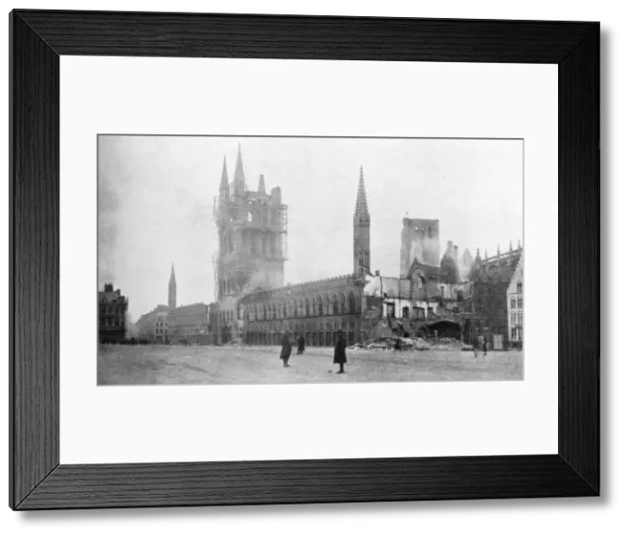 Framed Print : The Belfry and Cloth Hall of Ypres, Belgium, 24 November 1914 Framed Print : The Belfry and Cloth Hall of Ypres, Belgium, 24 November 1914