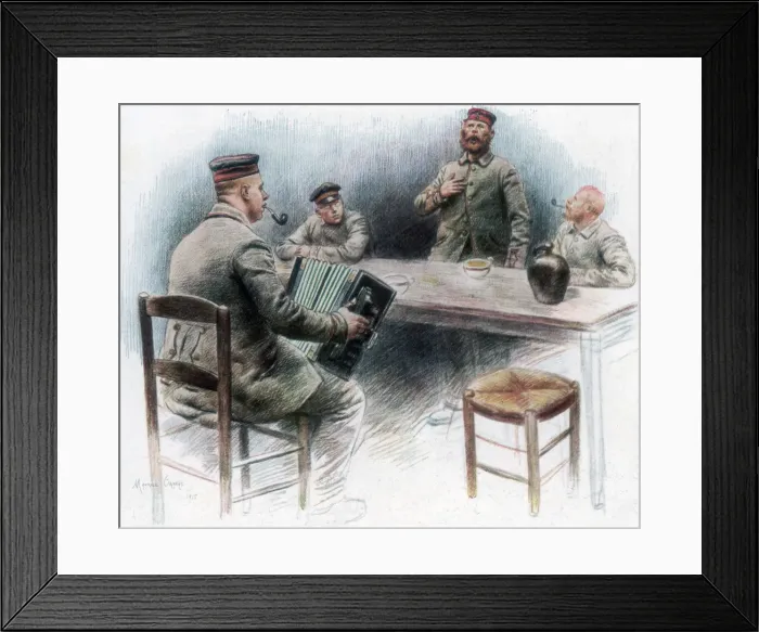 Framed Print : Sentimental ballad in the Canteen, German prisoners of war in Dinan, France, 1915, (1926). Artist: Maurice Orange Framed Print : Sentimental ballad in the Canteen, German prisoners of war in Dinan, France, 1915, (1926). Artist: Maurice Orange