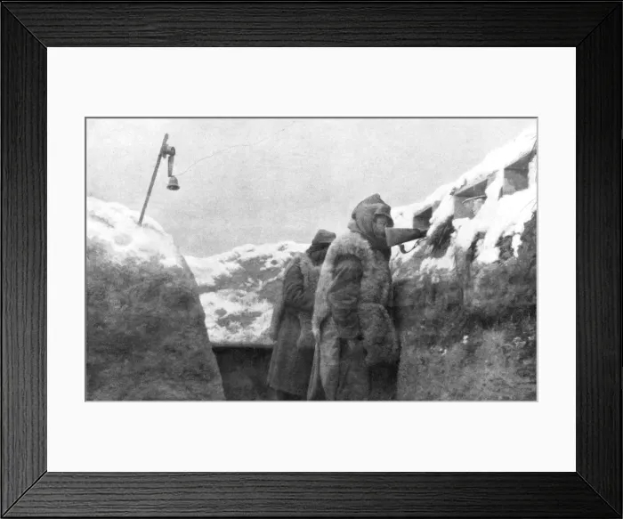 Framed Print : Sentries in a trench looking out over no-man s-land, Pas-de-Calais, France, winter, 1915 Framed Print : Sentries in a trench looking out over no-man s-land, Pas-de-Calais, France, winter, 1915