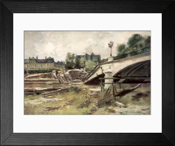 Framed Print : The Bridge at the Aisne, France, 1915, (1926). Artist: Francois Flameng Framed Print : The Bridge at the Aisne, France, 1915, (1926). Artist: Francois Flameng