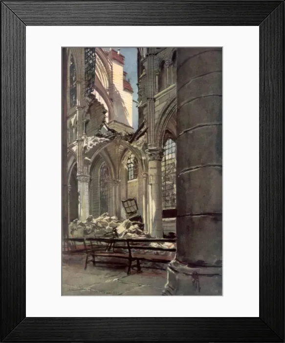 Framed Print : Interior of the Ruins of Saint Jean des Vignes Abbey, Soissons, France, 18 May 1915, (1926). Artist: Francois Flameng Framed Print : Interior of the Ruins of Saint Jean des Vignes Abbey, Soissons, France, 18 May 1915, (1926). Artist: Francois Flameng