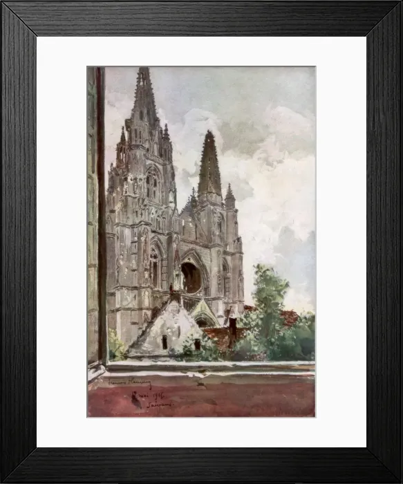Framed Print : The Ruins of Saint Jean des Vignes Abbey, Soissons, France, 17 May 1915, (1926). Artist: Francois Flameng Framed Print : The Ruins of Saint Jean des Vignes Abbey, Soissons, France, 17 May 1915, (1926). Artist: Francois Flameng
