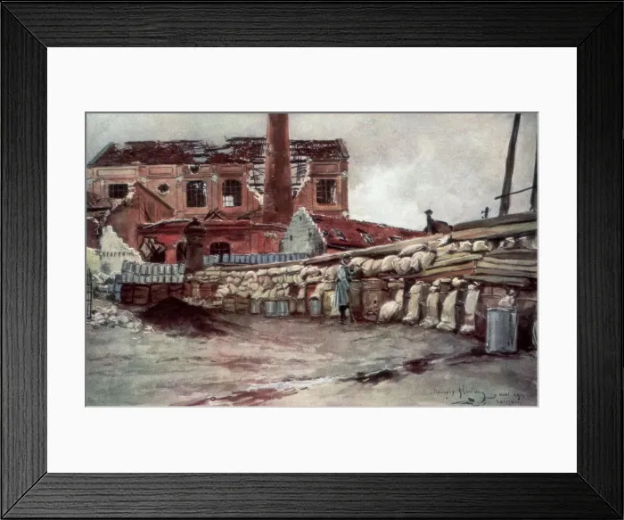 Framed Print : Factory Barricade, Soissons, France, 20 May 1915, (1926). Artist: Francois Flameng Framed Print : Factory Barricade, Soissons, France, 20 May 1915, (1926). Artist: Francois Flameng