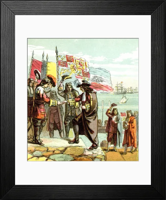 Framed Print : Landing of William Orange, 1688 (c1850s)