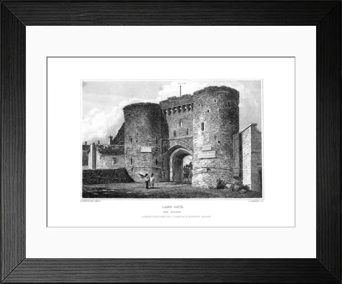 Framed Print : Land Gate, Rye, East Sussex, 1829. Artist: James Lambert Framed Print : Land Gate, Rye, East Sussex, 1829. Artist: James Lambert