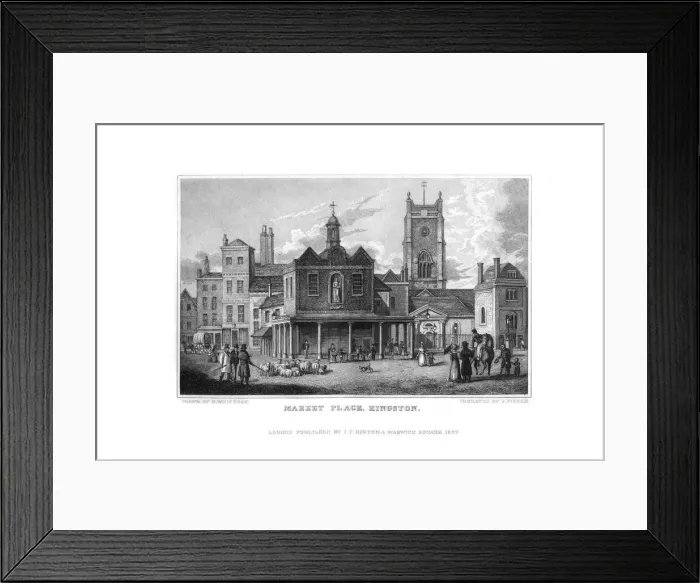 Framed Print : Market Place, Kingston, Surrey, 1829. Artist: J Fisher Framed Print : Market Place, Kingston, Surrey, 1829. Artist: J Fisher