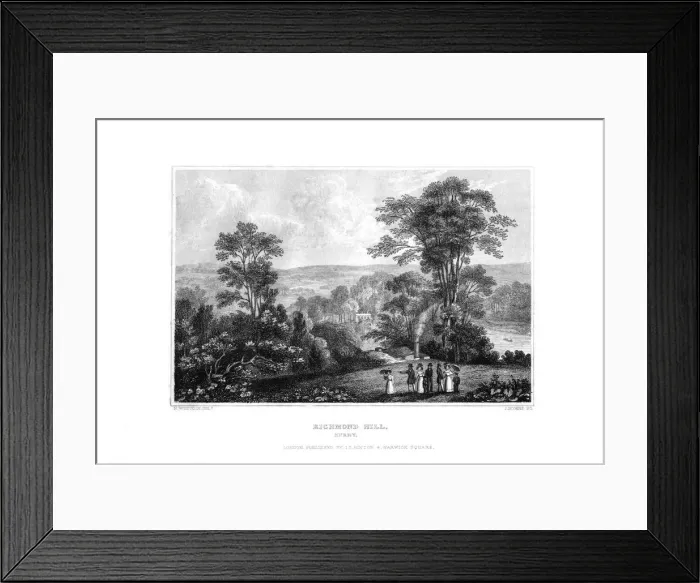 Framed Print : Richmond Hill, Surrey, England, 1829. Artist: J Rogers Framed Print : Richmond Hill, Surrey, England, 1829. Artist: J Rogers