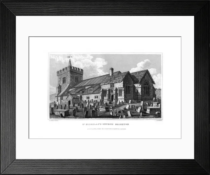 Framed Print : St Nicholass Church, Brighton, East Sussex, 1829. Artist: J Rogers Framed Print : St Nicholass Church, Brighton, East Sussex, 1829. Artist: J Rogers