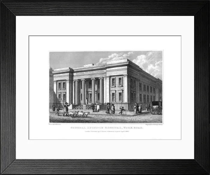 Framed Print : General Lying-in Hospital, York Road, Lambeth, London, 1830. Artist: J Shury Framed Print : General Lying-in Hospital, York Road, Lambeth, London, 1830. Artist: J Shury