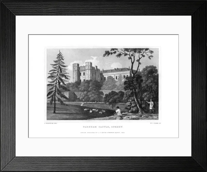 Framed Print : Farnham Castle, Surrey, 1830. Artist: WJ Cooke Framed Print : Farnham Castle, Surrey, 1830. Artist: WJ Cooke