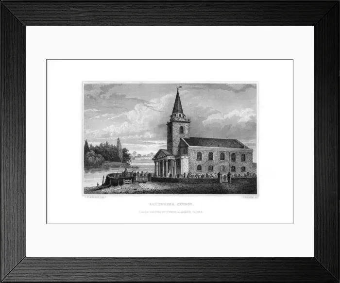 Framed Print : Battersea Church, Battersea, London, 1829. Artist: J Rogers Framed Print : Battersea Church, Battersea, London, 1829. Artist: J Rogers