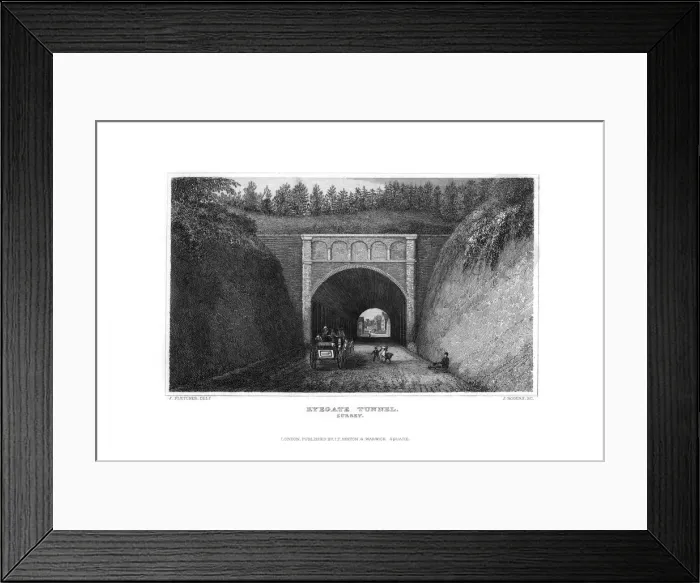 Framed Print : Ryegate Tunnel, Surrey, 1829. Artist: J Rogers Framed Print : Ryegate Tunnel, Surrey, 1829. Artist: J Rogers