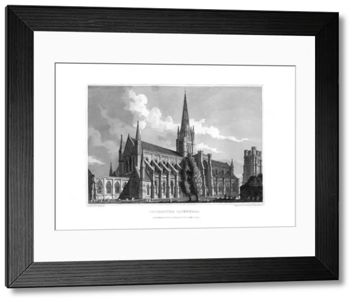 Framed Print : Chichester Cathedral, Chichester, West Sussex, 1829. Artist: Fenner, Sears & Co Framed Print : Chichester Cathedral, Chichester, West Sussex, 1829. Artist: Fenner, Sears & Co