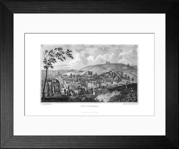 Framed Print : Guildford, Surrey, 1829. Artist: J Shury Framed Print : Guildford, Surrey, 1829. Artist: J Shury