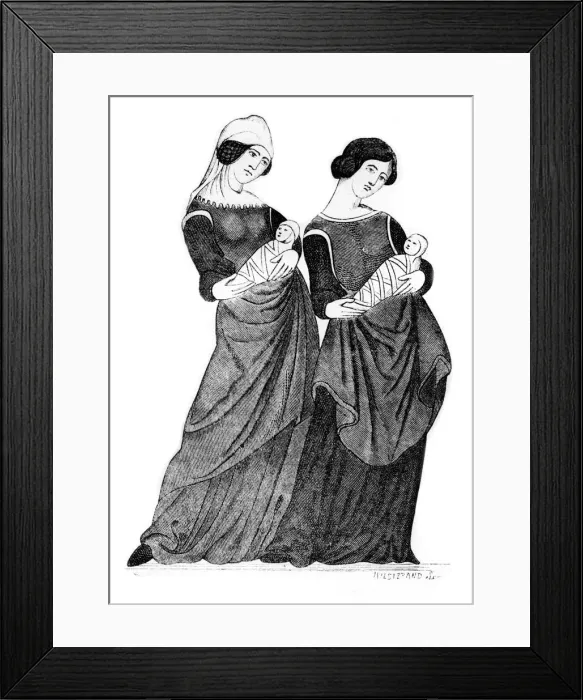 Framed Print : Nurses and sucklings, c1300, (1924). Artist: Hildierand Framed Print : Nurses and sucklings, c1300, (1924). Artist: Hildierand