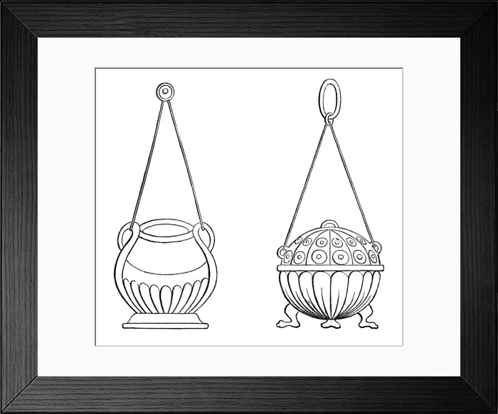 Framed Print : Hanging lamps, 9th century, (1870) Framed Print : Hanging lamps, 9th century, (1870)
