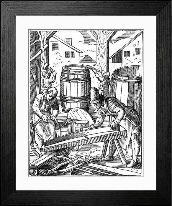 Framed Print : A coopers workshop, 16th century, (1870). Artist: Jost Amman Framed Print : A coopers workshop, 16th century, (1870). Artist: Jost Amman