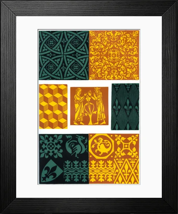 Framed Print : Paving tiles of the 14th and 15th century, (1870). Artist: Franz Kellerhoven Framed Print : Paving tiles of the 14th and 15th century, (1870). Artist: Franz Kellerhoven
