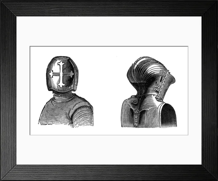 Framed Print : Helmets, 13th and 15th centuries, (1870) Framed Print : Helmets, 13th and 15th centuries, (1870)