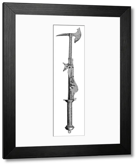 Framed Print : Battleaxe and pistol, 16th century, (1870) Framed Print : Battleaxe and pistol, 16th century, (1870)