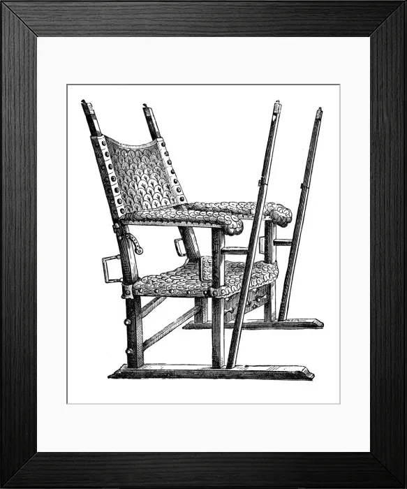 Framed Print : Sedan chair of Charles V, 14th century, (1870) Framed Print : Sedan chair of Charles V, 14th century, (1870)