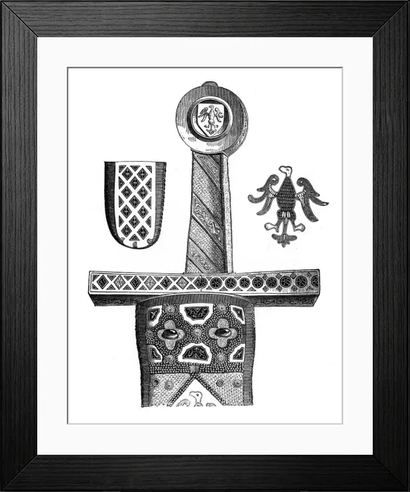 Framed Print : Sword of Charlemagne, c8th century, (1870)