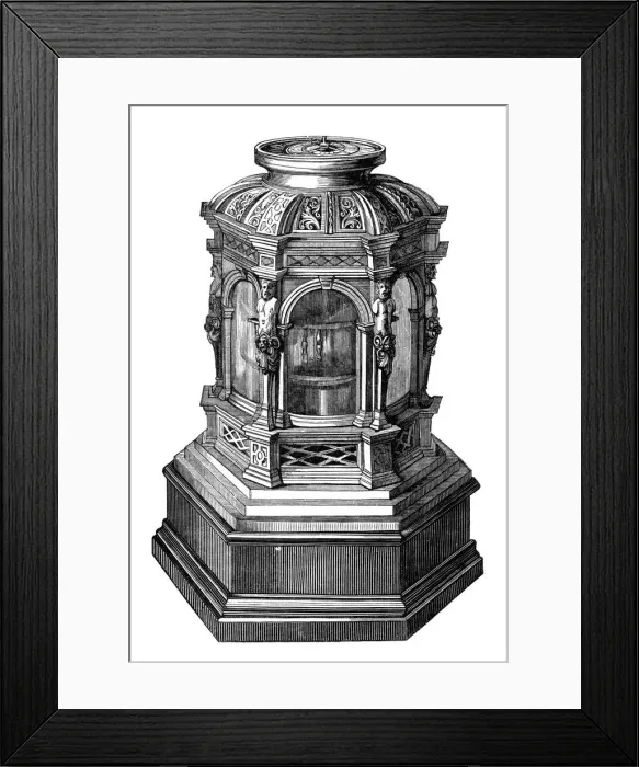 Framed Print : Portable clock, 14th-16th century, (1870) Framed Print : Portable clock, 14th-16th century, (1870)
