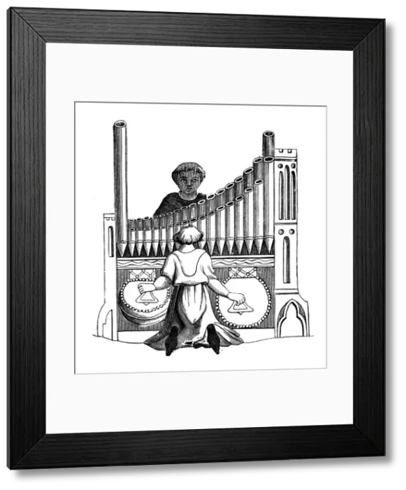 Framed Print : Organ with a single keyboard, 14th century, (1870) Framed Print : Organ with a single keyboard, 14th century, (1870)