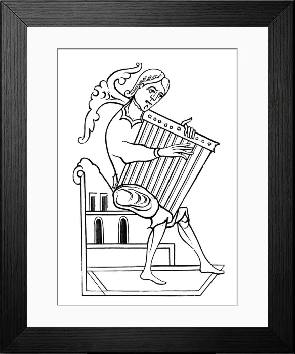 Framed Print : A psaltery player, 9th century, (1870) Framed Print : A psaltery player, 9th century, (1870)