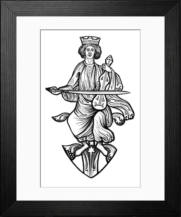 Framed Print : King David playing on a rote, 13th century, (1870) Framed Print : King David playing on a rote, 13th century, (1870)