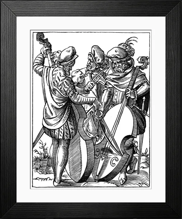 Framed Print : German musicians, 16th century, (1870). Artist: Jost Amman Framed Print : German musicians, 16th century, (1870). Artist: Jost Amman