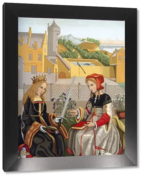 St Catherine and St Agnes, 15th century, (1870). Artist: Franz Kellerhoven