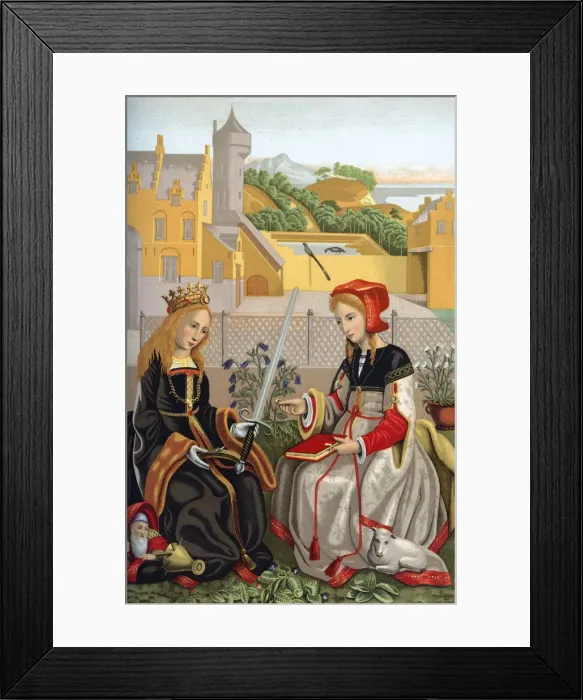 Framed Print : St Catherine and St Agnes, 15th century, (1870). Artist: Franz Kellerhoven Framed Print : St Catherine and St Agnes, 15th century, (1870). Artist: Franz Kellerhoven