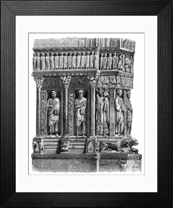 Framed Print : Detail of the portal of St Trophimus, Arles, 12th century, (1870) Framed Print : Detail of the portal of St Trophimus, Arles, 12th century, (1870)