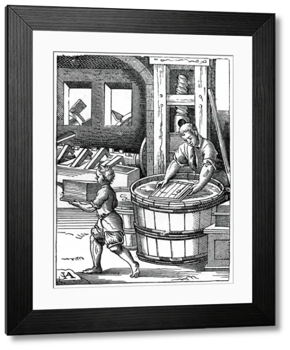 Framed Print : The Paper Maker, 16th century, (1870). Artist: Jost Amman Framed Print : The Paper Maker, 16th century, (1870). Artist: Jost Amman