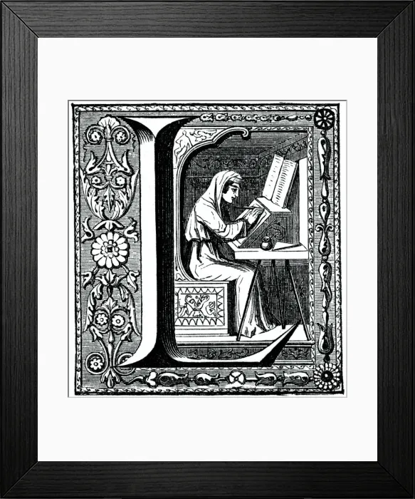 Framed Print : Initial letter L, (1870) Framed Print : Initial letter L, (1870)