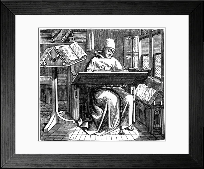 Framed Print : Scribe or copyist, 15th century, (1870) Framed Print : Scribe or copyist, 15th century, (1870)